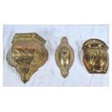 Brass wall pockets and brass wall sconce