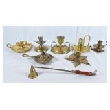 Assorted elegant brass candle holders. Lovely