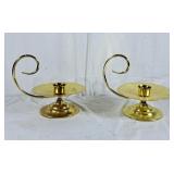 Pair of elegant large brass candle holders