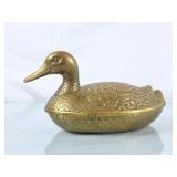 Vintage Brass Duck Covered Dish