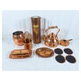 Copper decorator lot! Tea pot, pasta holder,