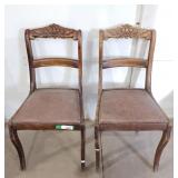 Pair of carved back side chairs