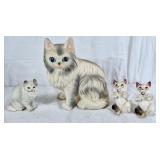 Vintage Persian cat figurines and cat salt and