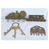 4 Brass key ring / belt holders