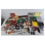 Power drill, knife, nails, hardware lights,