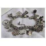 Vintage Loaded Sterling Silver Charm Bracelet