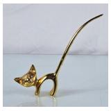 Pretty Solid Brass Cat Ring Holder