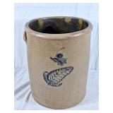 Vintage 6 gallon stoneware crock featuring a