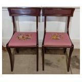 Pair of vintage pink needle point seated chairs