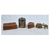 Brass elephant, brass Trinket box, bird puzzle,