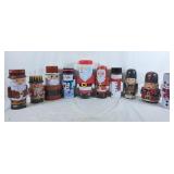 Various santa and snowman Christmas tins
