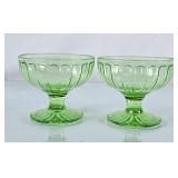 Pretty Uranium Green Glass Dessert Cups