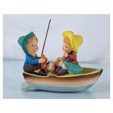 Vintage Ceramic Children & Dog Fishing Figurine