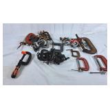 Large lot of various sizes of clamps