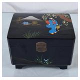 Lovely Vintage Black Lacquer Musical Jewelry Box