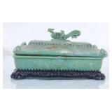 Vintage Celluoid Jade Green Trinket Box w/Dragon