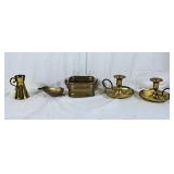 Brass lot with candle holders and trinkets