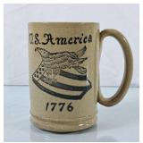 Large USA Pottery Mug w/Eagle & Flag Image