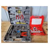 Double flaring tool kit and tool kit with case