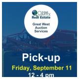 Pickup is Friday, September 11 at 12 - 4 pm