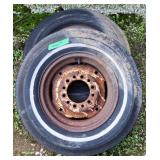 2 tires on rims. (1 is E78-14)
