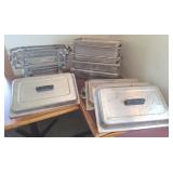 Assorted chafing dishes and 5 holders