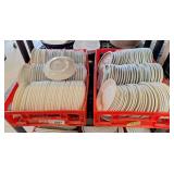 White restaurant-grade or cafe saucers