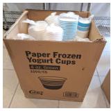 Paper frozen yogurt cups. Assorted sizes