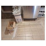 Metal wire shelving.