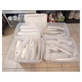 Assorted cups, ice cream bowls, lids, etc