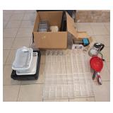 Kettle, potato slicer, strainers, assorted