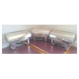 Trio of buffet warming trays.