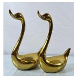 Lovely Brass Swans - 13"H
