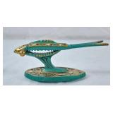 Vintage Brass & Green Enamel Fish Nutcracker