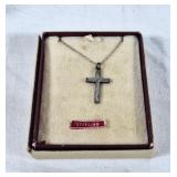 Sterling cross pendant with unmarked chain