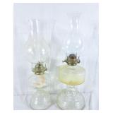 Lot of two glass oil lamps