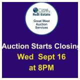 Auction begins to close Wednesday, Sept 16, 2026,