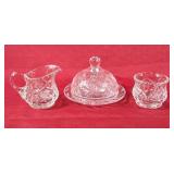 Lovely Cut Crystal Covered Dish & Cream & Sugar