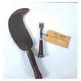Vintage Billhook Blade & Leather Belt Marking