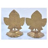 Brass Maple Leaf Bookends