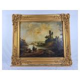 Beautiful gilt frame oil on canvas. Tear shown in