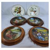 Lot of collector plates, two birds and four farm