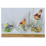 Lot of three figures; first bird is Denton China,