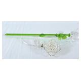 Two lovely glass flowers, couple small chips in