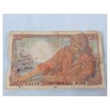Vintage 1947 Bank Note - 20 Francs
