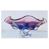 Stunning Vintage Art Glass Pedestal Bowl - Very