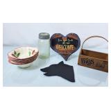 Vintage Crown Jar, Blue Ridge Bowls, Stone