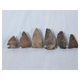 Six Vintage Stone Arrowheads