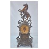 Vintage Ornate Horse Mantel Clock - 18"H,
