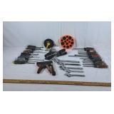 Lot of tools, screwdrivers, magnetic socket
